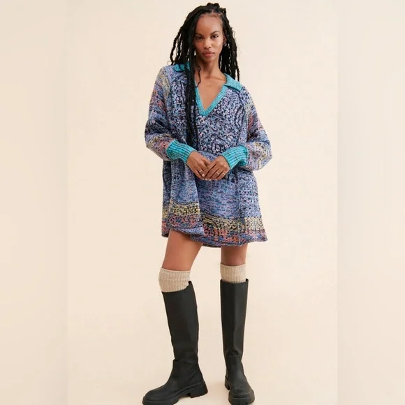 Free People Multicolor Knit Mini Dress - Picture 1 of 11